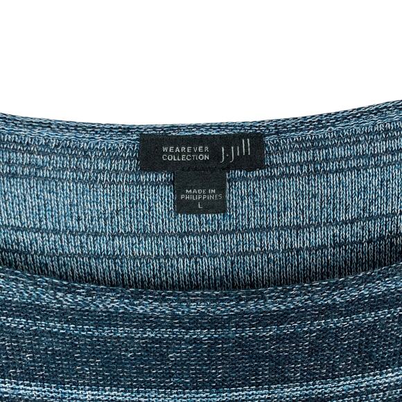 J Jill Wearever Tunic Top Blue Knit Stripe Longer Length Long Sleeve Women's L - Picture 5 of 6